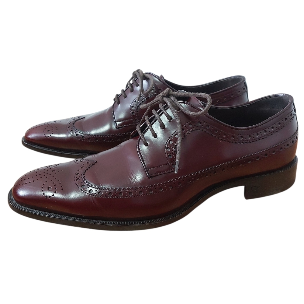 DSquared2 Men Burgundy Brogue Oxfords Size 40 EU Wingtip Claasic Dress Shoes - Picture 2 of 12